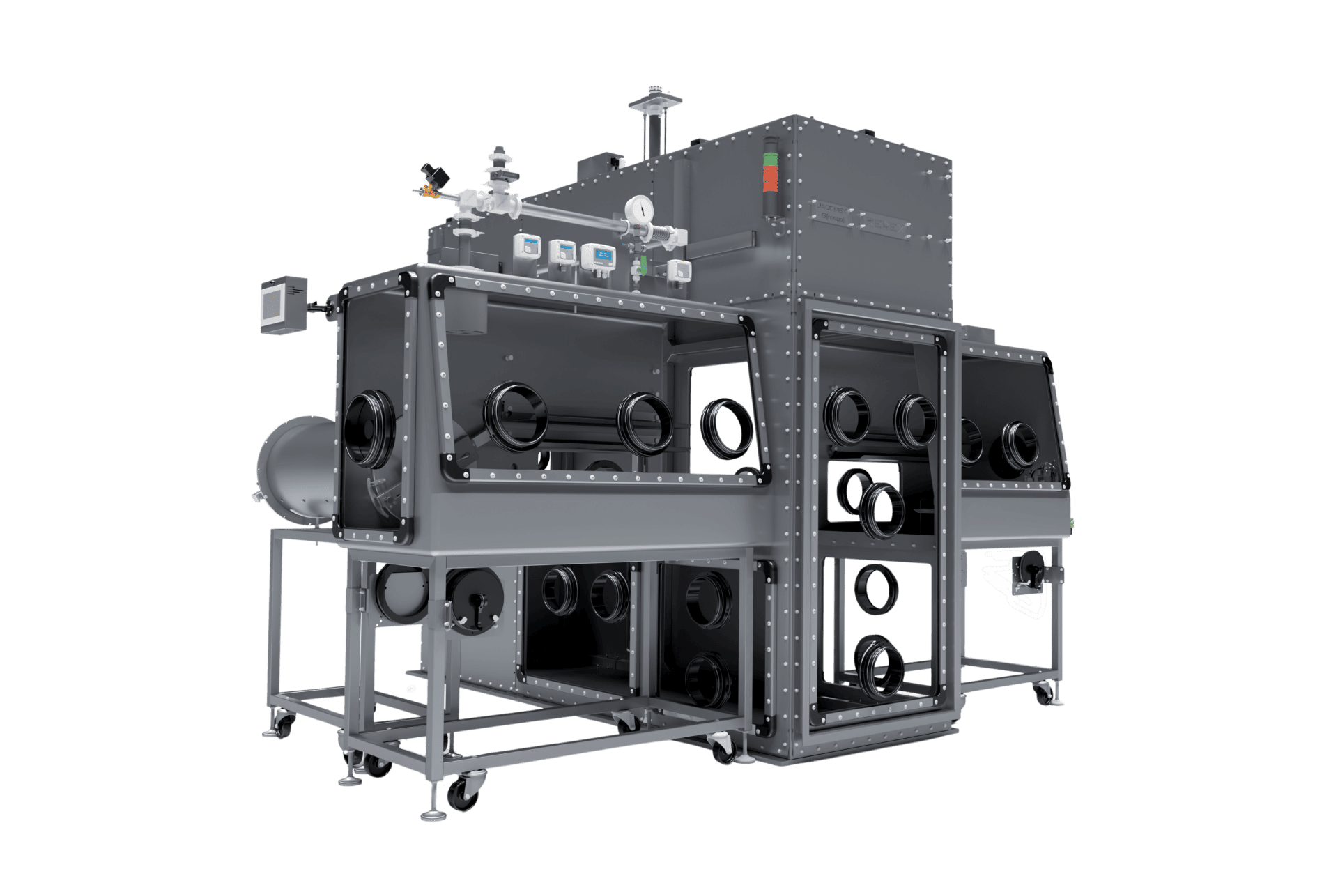 Jacomex Inertgas-Glovebox-Großsystem unter Über- oder Unterdruck